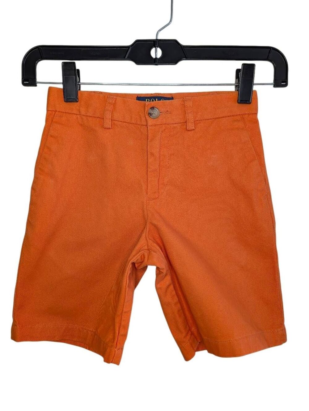 POLO Ralph Lauren Boys Bottoms, Orange Flat Front Khaki Chino Shorts, Sz 6
